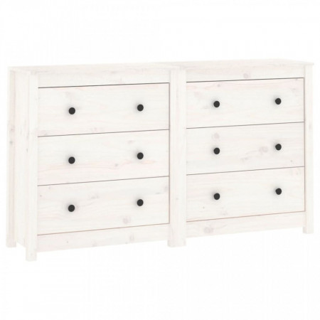 Servantă, alb, 140x35x80 cm, lemn masiv de pin - V3114080V