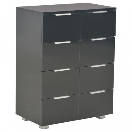 Servantă, negru extralucios, 60x35x80 cm, lemn prelucrat - V283713V