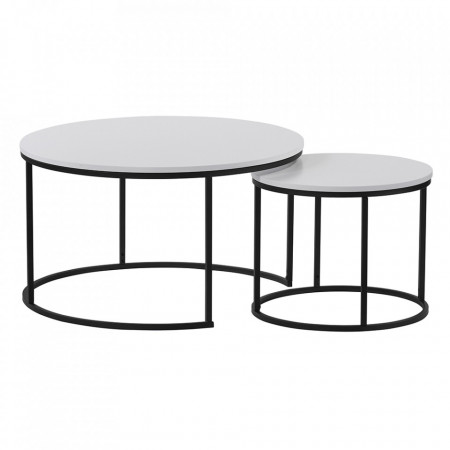 Set de 2 măsuţe de cafea, alb și negru, 80x45 cm, 50x40 cm - TP276597