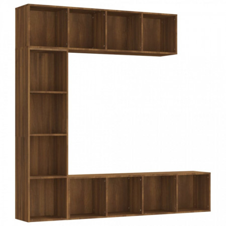 Set dulap TV/cărți, 3 piese, stejar maro, 180x30x180 cm - V3152715V