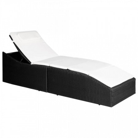 Sezlong cu perna, negru, poliratan - V44134V
