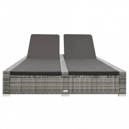Șezlong dublu, gri, poliratan - V312155V