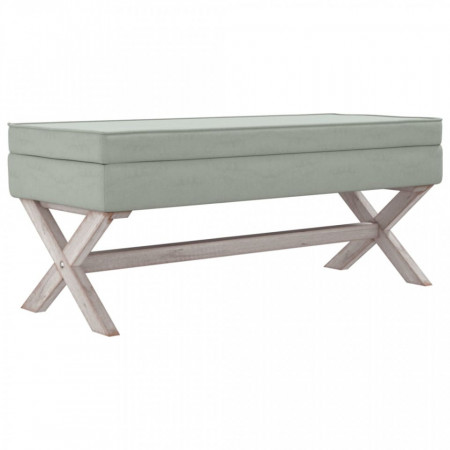 Taburet de depozitare, gri deschis, 110x45x49 cm, catifea - V344525V