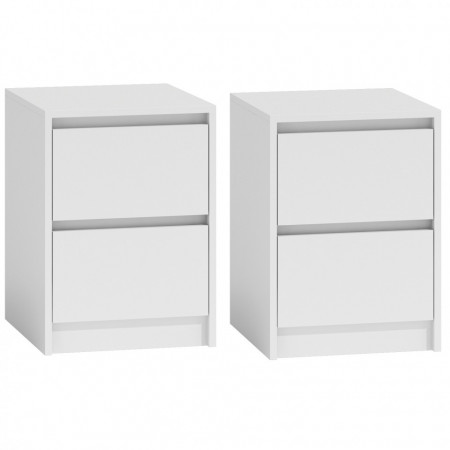 TENO1 - Set 2 Noptiere cu 2 sertare pentru dormitor - Alb, Stejar Artisan, Sonoma