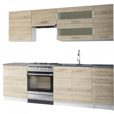 Ansamblu bucătărie 2,4 m, sonoma/alb - TP108400