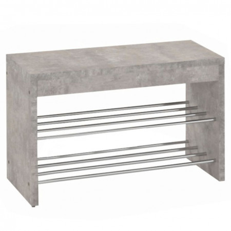 Bancă, băncută, pantofar cu raft, gri beton, 80x30x47 cm - TP228949