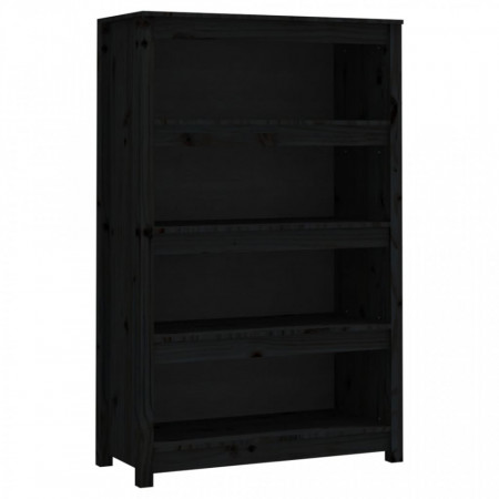 Bibliotecă, negru, 80x35x126 cm, lemn masiv de pin - V821688V