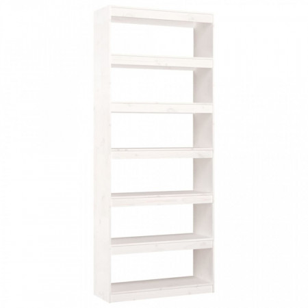 Bibliotecă/Separator cameră, alb, 80x30x199,5 cm lemn masiv pin - V808204V