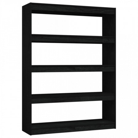 Bibliotecă/Separator cameră negru 100x30x135,5 cm lemn de pin - V808222V