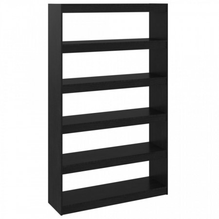 Bibliotecă/Separator cameră, negru,100x30x167,5 cm, pin masiv - V808227V