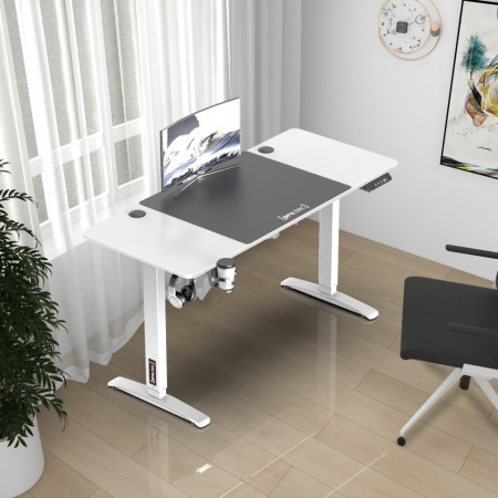 Birou inaltime reglabila, 140 x 60 x 73-118 cm, alb/negru - P79660576