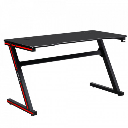 Birou, măsuţă gaming, masă PC, roşu şi negru, 140 cm - TP292741