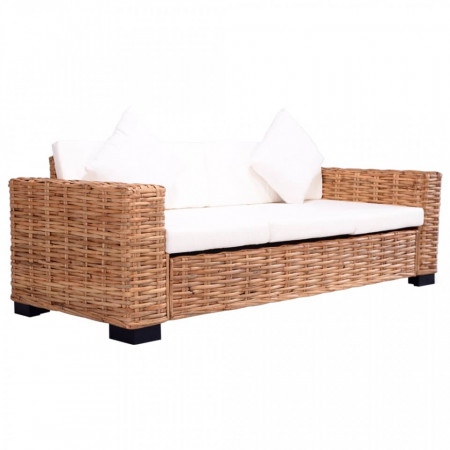 Canapea de gradina cu 3 locuri, ratan natural - V276351V