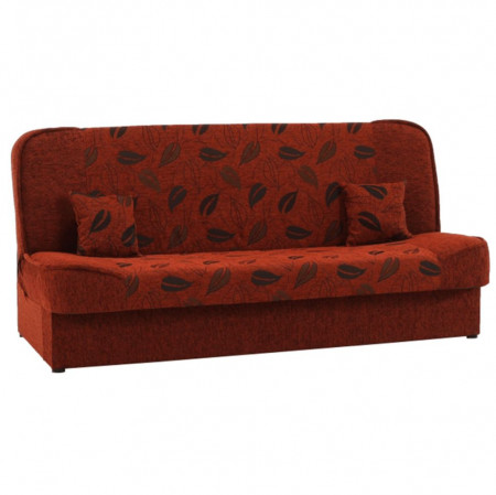 Canapea extensibilă, material textil cărămiziu/model, 194x86x95 cm - TP150971