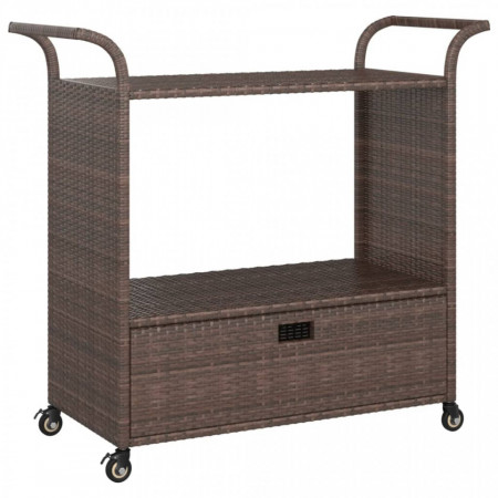 Cărucior de bar cu sertar, maro, 100x45x97 cm, poliratan - V316662V
