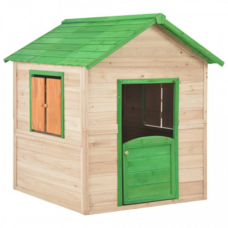 Căsuță de joacă pentru copii, verde, lemn de brad - V91791V