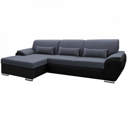 Colţar extensibil, negru și gri închis, model stânga, 280x83x174 cm - TP280767