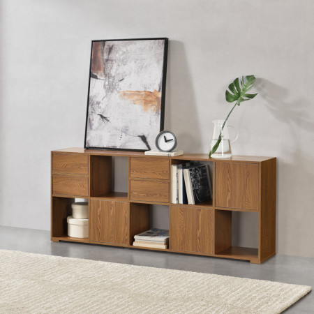 Comoda cu 5 rafturi deschise efect lemn nuanta inchisa - P76686979