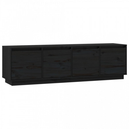Comodă TV, negru, 156x37x45 cm, lemn masiv de pin - V814398V