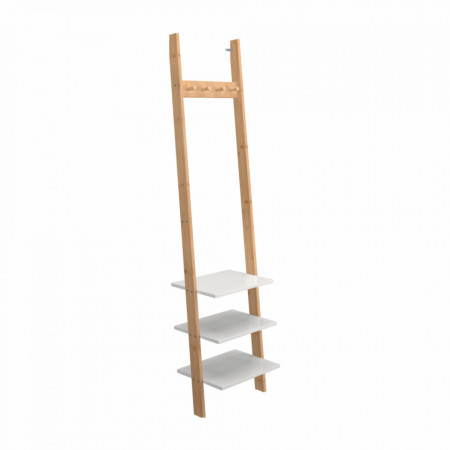 Cuier cu rafturi, alb și bambus, 43x175x34 cm - TP256922