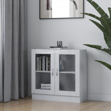 Dulap cu vitrina, alb extralucios, 82,5 x 30,5 x 80 cm, PAL - V802747V