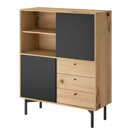 Etajeră, culoarea stejar și negru, 102x41x126 cm - TP264410