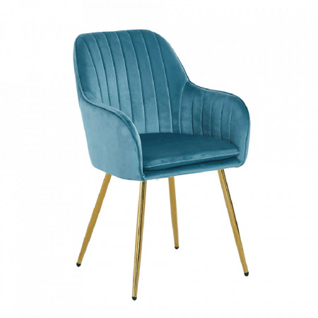 Fotoliu design, ţesătură neomint catifea / crom-auriu - TP292655