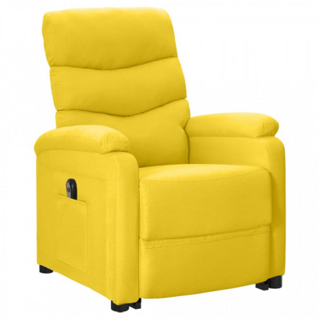 Fotoliu rabatabil cu ridicare, galben muștar, material textil - V3100314V