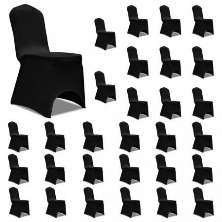 Huse de scaun elastice, 30 buc., negru - V3051640V
