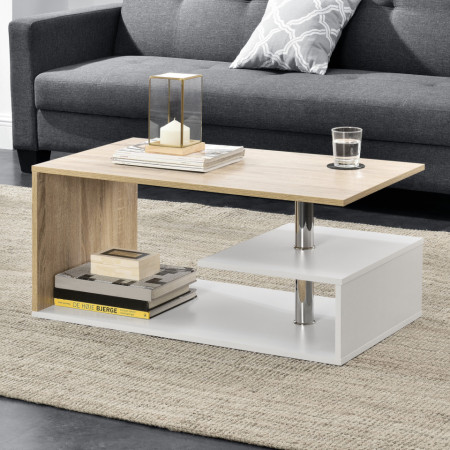 Masuta cafea, alb/culoarea stejarului - P59277687