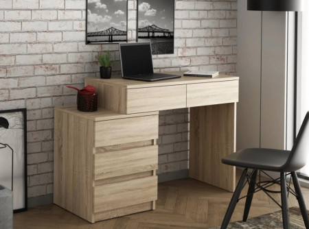 MBBIS2 - Birou 113 cm, Stanga/Dreapta, masa de calculator cu 5 sertare, office - Sonoma