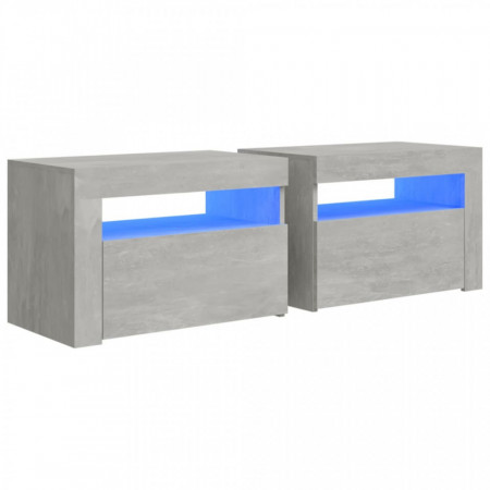 Noptiere cu LED-uri, 2 buc., gri beton, 60x35x40 cm - V3080738V