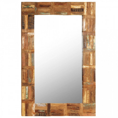 Oglinda de perete, lemn masiv reciclat, 60 x 90 cm - V246418V
