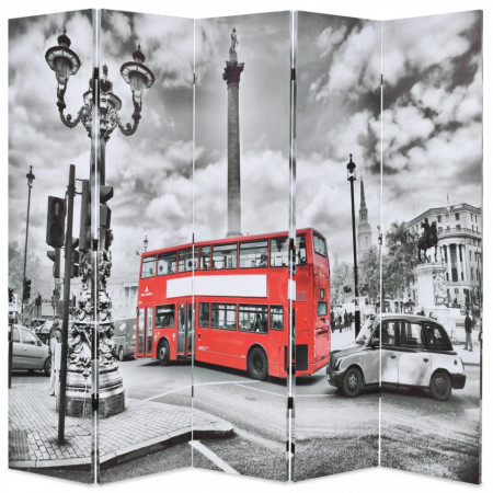 Paravan camera pliabil, 200x170 cm, autobuz londonez, negru/alb - V245875V