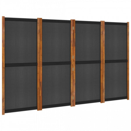 Paravan de cameră cu 4 panouri, negru, 280x180 cm - V319180V