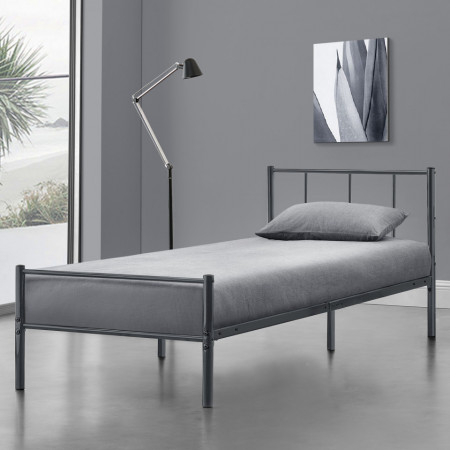 Pat rama metalica Laos W90, 209,5 x 91,5 x 81,5 cm, otel, gri mat, single - P69703531