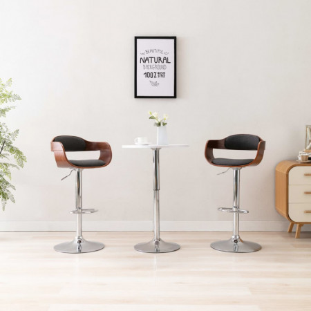 Scaun de bar, placaj si material textil gri - V287406V