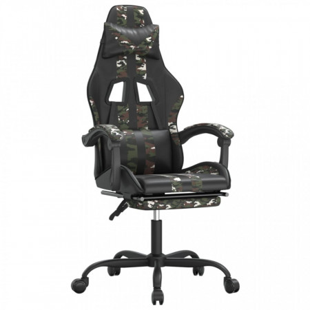 Scaun de gaming cu suport picioare negru/camuflaj piele eco - V349542V
