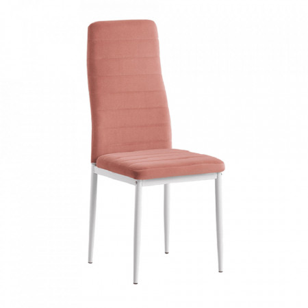 Scaun, ţesătură de catifea roz / metal alb - TP285410