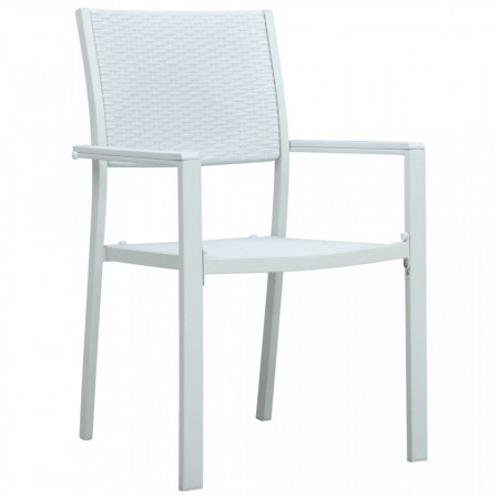 Scaune de grădină, 4 buc., alb, plastic, aspect ratan - V47888V