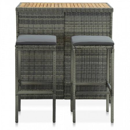 Set de bar, 3 piese, gri, poliratan - V313474V