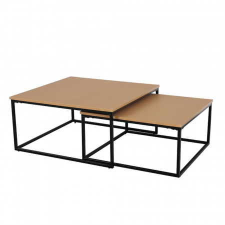 Set de două măsuţe de cafea, maro și negru, 75x75x37 cm - TP240325