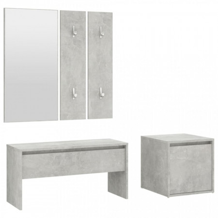 Set de mobilier pentru hol, gri beton, lemn prelucrat - V3082048V