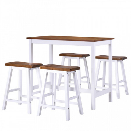 Set masă și scaune de bar, 5 piese, lemn masiv - V275232V