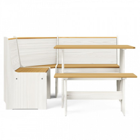 Set mobilier bucătărie, 3 piese, maro miere&alb, lemn masiv pin - V3096570V