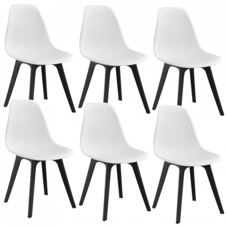 Set sase bucati scaune design Axa, 83 x 54 x 48 cm, plastic, alb/negru - P58616405