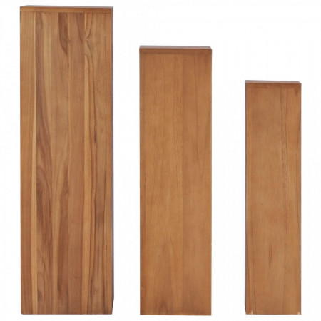 Set suporturi de plante, 3 piese, lemn masiv de tec - V286278V