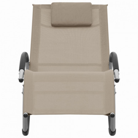 Șezlong cu pernă, gri taupe, textilenă - V47790V