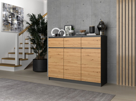 TECOAN-AR108 - Comoda, 120x 40 x 97 cm, Antracit-Stejar Artisan, PAL