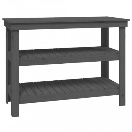Banc de lucru, gri, 110,5x50x80 cm, lemn masiv pin - V823646V